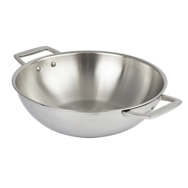 Wok CRISTEL Castel Pro en inox 2 anses sans couvercle - 5 tailles
