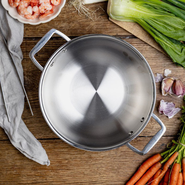 Wok CRISTEL Castel Pro en inox 2 anses sans couvercle - 5 tailles