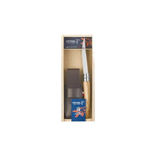 Couteau OPINEL n°10 Effilé Olivier poliglace avec plumier et étui