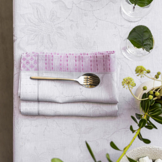 4 serviettes de table LE JACQUARD FRANCAIS Eté Indien Fresia 55x55cm