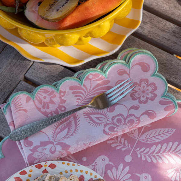 4 serviettes de table LE JACQUARD FRANCAIS enduit Alegria Sorbet 50x50cm