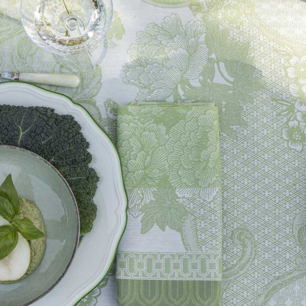 4 serviettes de table LE JACQUARD FRANCAIS Promenade Impériale Jade 50x50cm