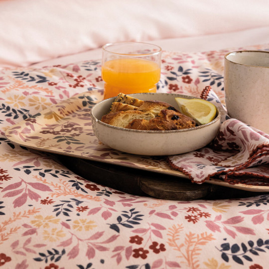 Plateau LE JACQUARD FRANCAIS Campagne rose 36x28cm en bois de bouleau