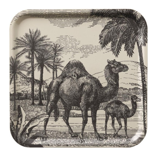 Plateau LE JACQUARD FRANCAIS Dune Dromadaire argile 38x38cm en bois de bouleau