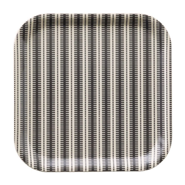 Plateau LE JACQUARD FRANCAIS Dune rayures argile 20x20cm en bois de bouleau