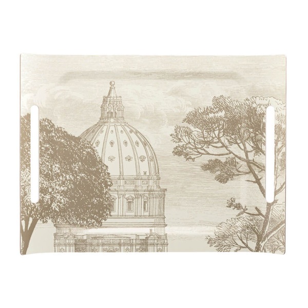 Plateau LE JACQUARD FRANCAIS Symphonie sépia 58x42cm en bois de bouleau