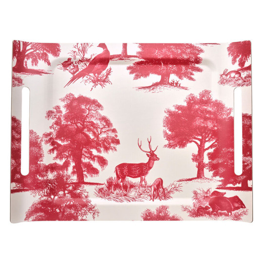 Plateau LE JACQUARD FRANCAIS Souveraine Carmin 58x42cm en bois de bouleau