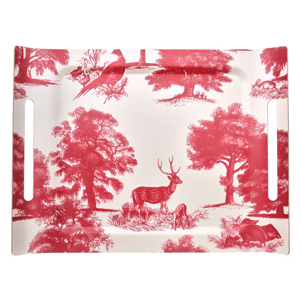 Plateau LE JACQUARD FRANCAIS Souveraine Carmin 58x42cm en bois de bouleau