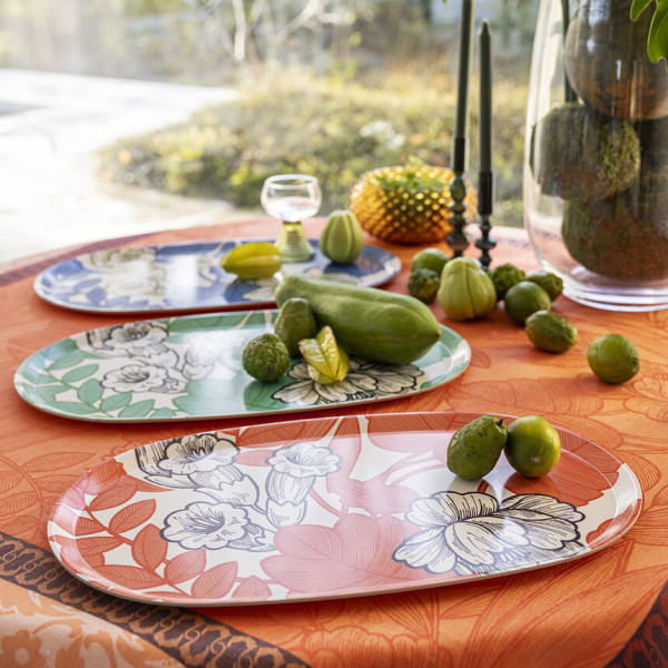 Plateau LE JACQUARD FRANCAIS Escapade tropicale Perroquet  55x32cm en bois de bouleau