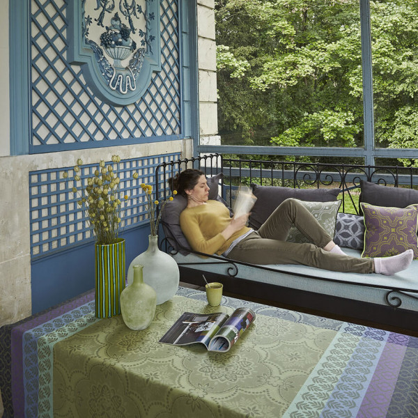 Nappe enduite LE JACQUARD FRANCAIS Bastide Olive en coton - 6 tailles