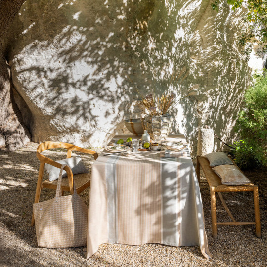 Nappe LE JACQUARD FRANCAIS Dune Argan en coton et lin - 3 tailles