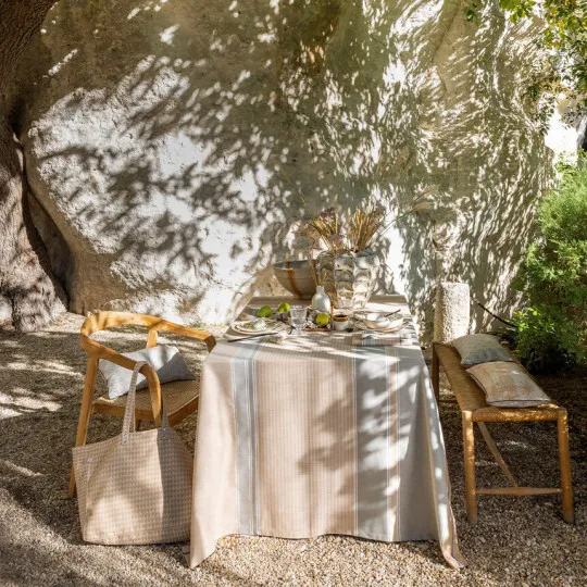 Nappe LE JACQUARD FRANCAIS Dune Argan en coton et lin - 3 tailles