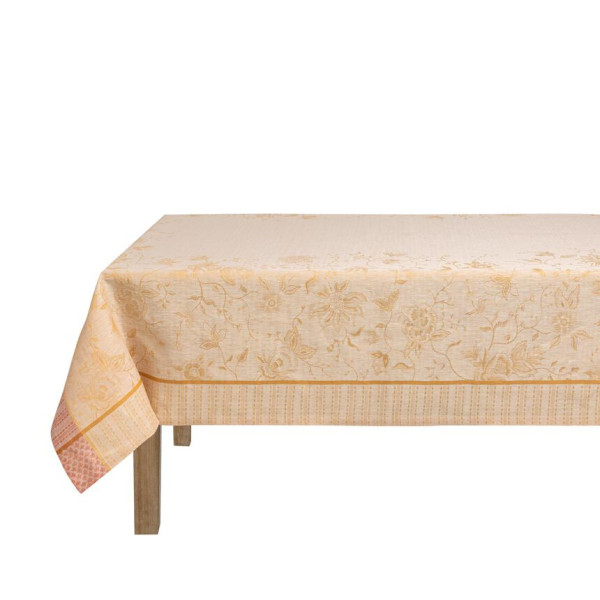 Nappe LE JACQUARD FRANCAIS Eté Indien abricot en lin - 4 tailles