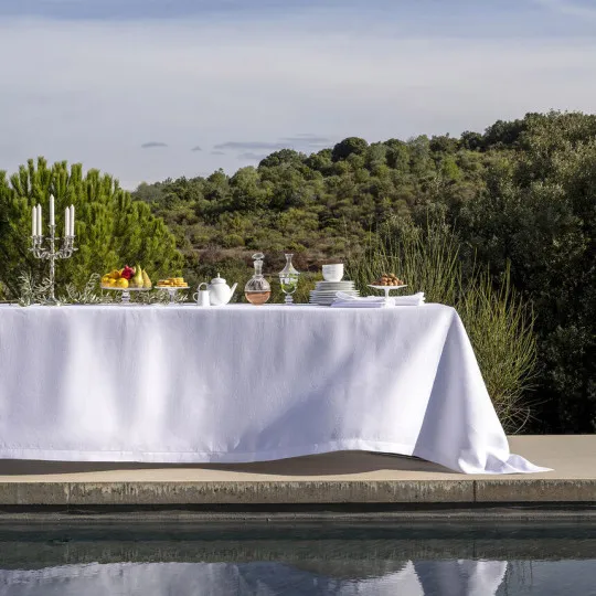 Nappe LE JACQUARD FRANCAIS Portofino Bianco en lin - 3 tailles