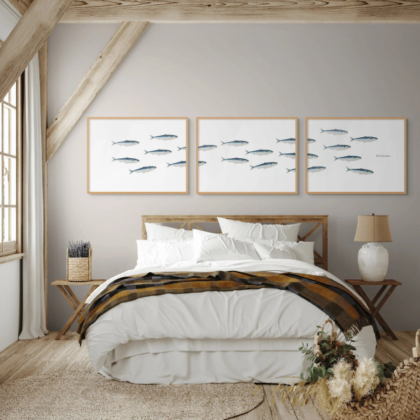 Triptyque Banc de Sardines VAREK en papier d'Art 250gr