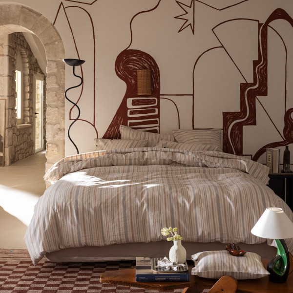 Housse de couette LE JACQUARD FRANCAIS Dune Argan en lin et coton - 2 tailles