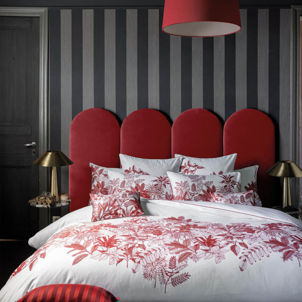 Housse de couette LE JACQUARD FRANCAIS Feuilles en scène Goji en coton - 2 tailles