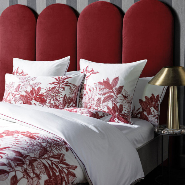 2 taies d'oreiller LE JACQUARD FRANCAIS Feuilles en scène Goji en coton - 2 tailles