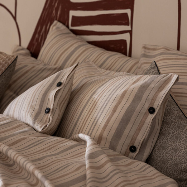 2 taies d'oreiller LE JACQUARD FRANCAIS Dune Argan en coton et lin - 2 tailles