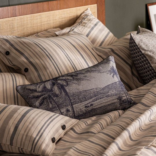 2 taies d'oreiller LE JACQUARD FRANCAIS Dune Touareg en coton et lin - 2 tailles