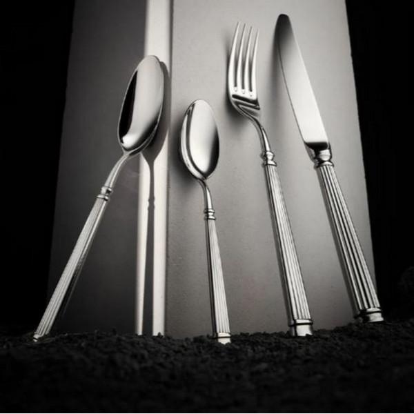 Set de 12 couteaux à dessert DEGRENNE Acropole Miroir manche orfèvre lame scie