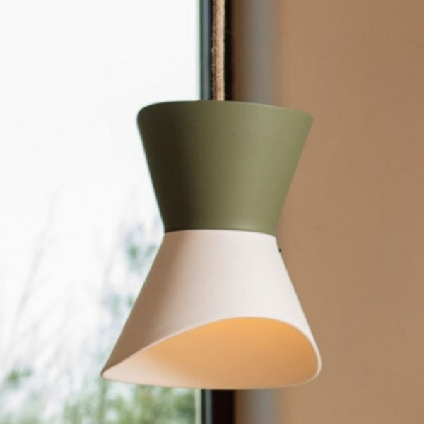 Suspension MONOCHROMIC Verso Vert Provence en céramique câble or