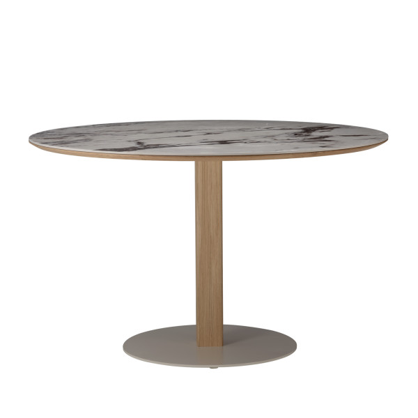 Table bistrot DASRAS Toupie en noyer et céramique plateau rond F1 - 8 finitions 7 tailles