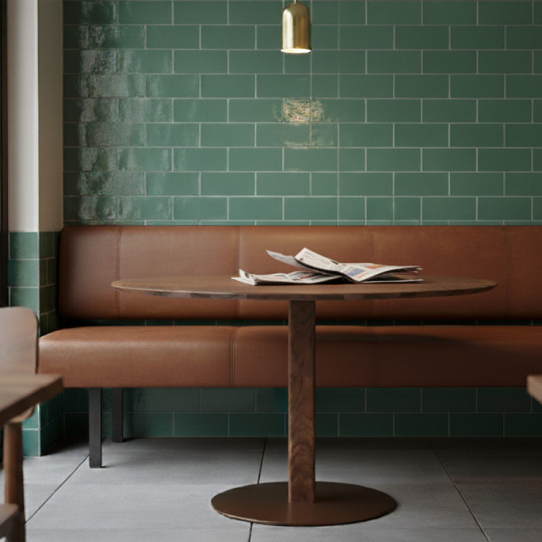 Table bistrot DASRAS Toupie en noyer et céramique plateau rond F1 - 8 finitions 7 tailles