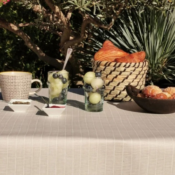 Nappe enduite FLEUR DE SOLEIL Bambou beige - 7 tailles