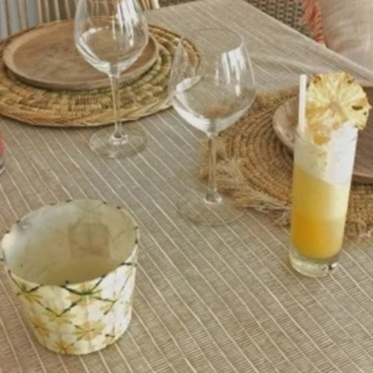 Nappe enduite FLEUR DE SOLEIL Bambou taupe - 7 tailles