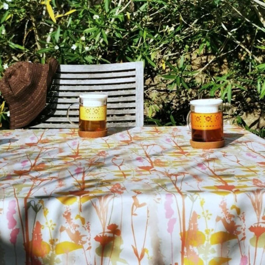 Nappe enduite FLEUR DE SOLEIL Champêtre rose - 7 tailles