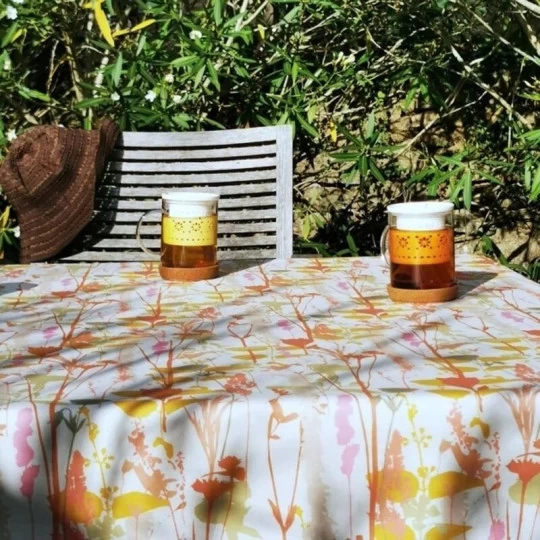 Nappe enduite FLEUR DE SOLEIL Champêtre rose - 7 tailles