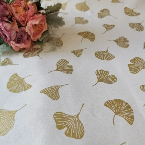 Nappe enduite FLEUR DE SOLEIL Ikat jaune curry - 7 tailles