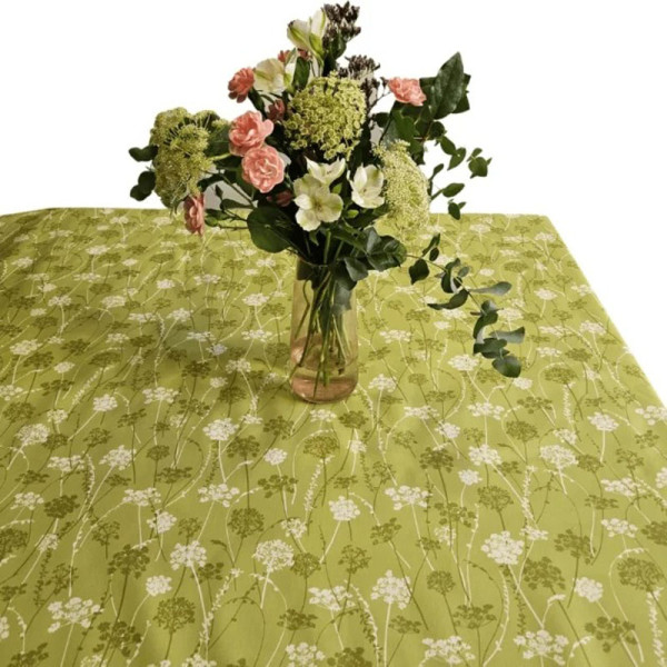 Nappe enduite FLEUR DE SOLEIL Ikat jaune curry - 7 tailles