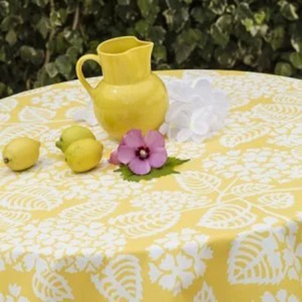 Nappe enduite FLEUR DE SOLEIL Ikat jaune curry - 7 tailles