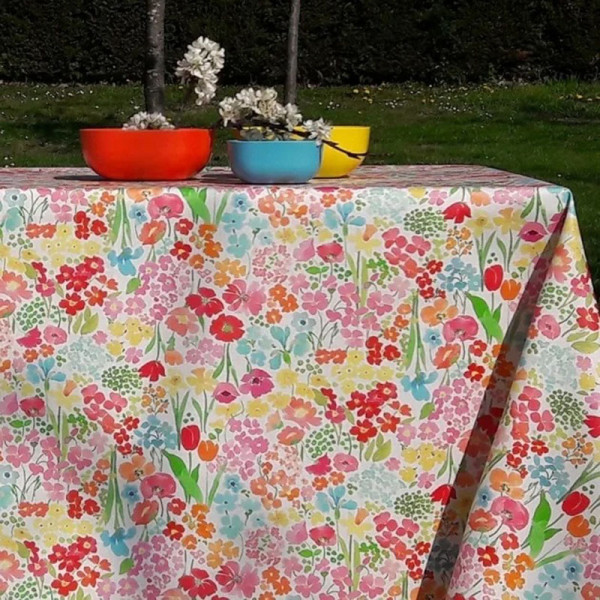 Nappe enduite FLEUR DE SOLEIL Jardin fleuri - 7 tailles