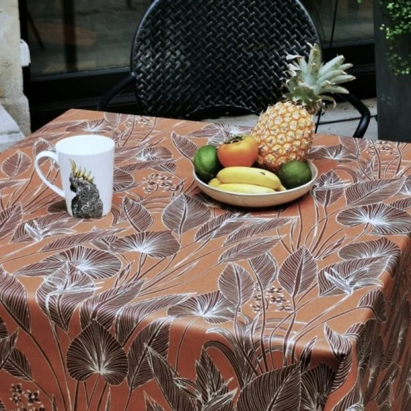 Nappe enduite FLEUR DE SOLEIL Jungle brun - 7 tailles