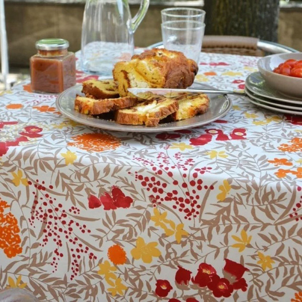 Nappe enduite FLEUR DE SOLEIL Mimosa rouge - 7 tailles