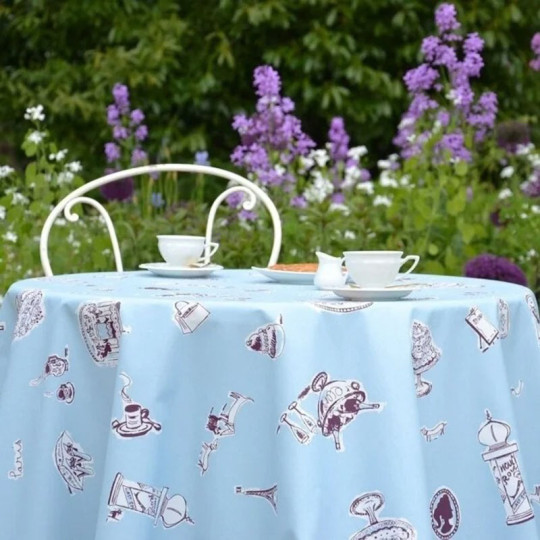 Nappe enduite FLEUR DE SOLEIL Paris bleue - 7 tailles