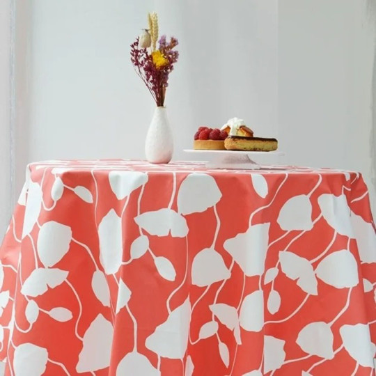 Nappe enduite FLEUR DE SOLEIL Pavots corail - 7 tailles