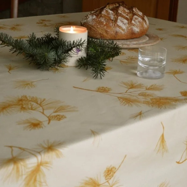 Nappe enduite FLEUR DE SOLEIL Pompadour gris - 7 tailles
