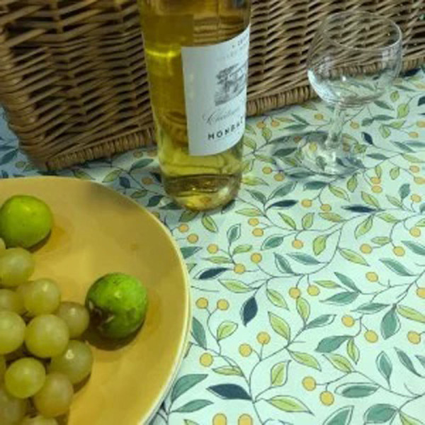 Nappe enduite FLEUR DE SOLEIL Tilleul vert - 7 tailles