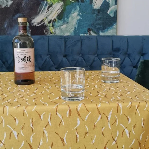 Nappe enduite FLEUR DE SOLEIL Vagues jaunes - 7 tailles