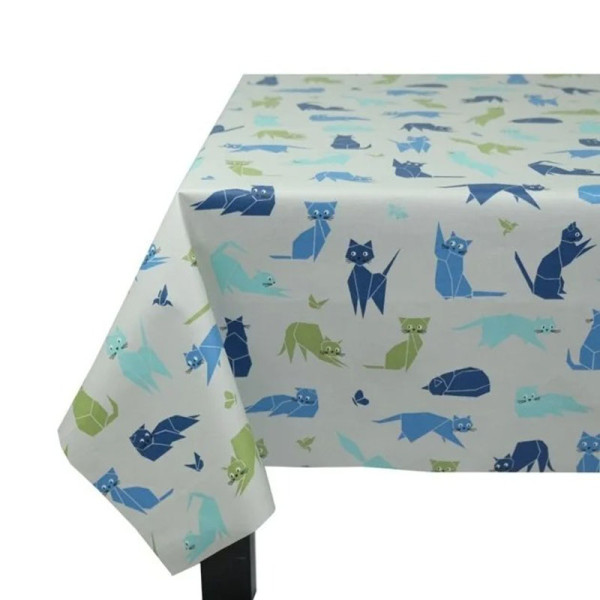 Nappe enduite FLEUR DE SOLEIL Chats bleus - 7 tailles