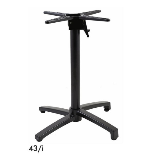 Pied noir en aluminium GR-INOVA 43/i H.72cm 4 branches encastrable et pliant pour plateau table bistro