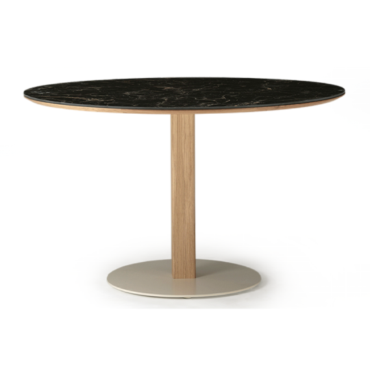 Table bistrot DASRAS Toupie en chêne et céramique plateau rond F1 - 16 finitions 7 tailles