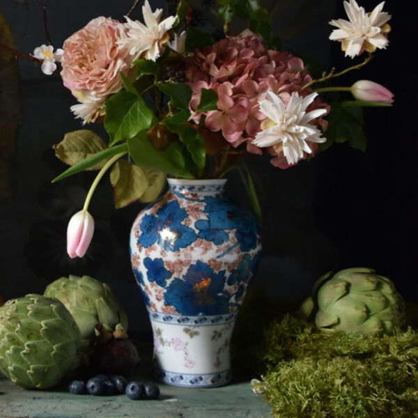 Vase HAVILAND Rêves du Nil pourpre or 28cm en porcelaine