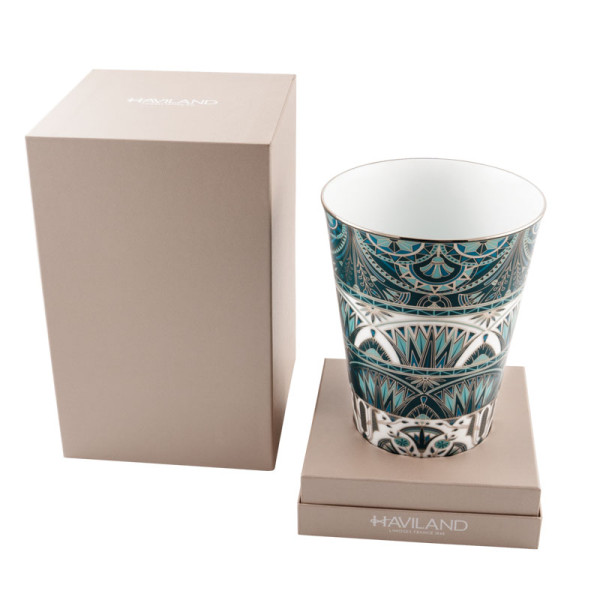 Vase prestige HAVILAND Rêves du Nil pourpre or 54cm en porcelaine