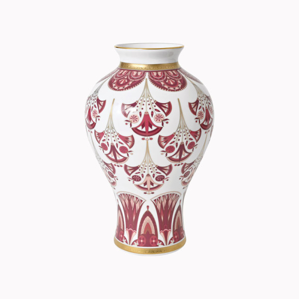 Vase prestige HAVILAND Rêves du Nil pourpre or 54cm en porcelaine
