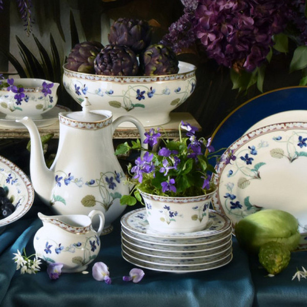 Saladier HAVILAND Rêves du Nil vert platine en porcelaine 190cl